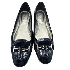 Tods Navy Blue Patent Leather Gommino Driving Flats 9.5